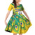 Personalized Saint Vincent and the Grenadines Family Matching Off Shoulder Short Dress and Hawaiian Shirt Stylized Peacock Feather Royal