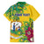 Personalized Saint Vincent and the Grenadines Family Matching Off Shoulder Short Dress and Hawaiian Shirt Stylized Peacock Feather Royal