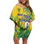 Personalized Saint Vincent and the Grenadines Family Matching Off Shoulder Short Dress and Hawaiian Shirt Stylized Peacock Feather Royal
