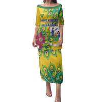 Personalized Saint Vincent and the Grenadines Family Matching Puletasi and Hawaiian Shirt Stylized Peacock Feather Royal