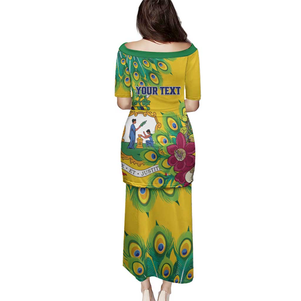 Personalized Saint Vincent and the Grenadines Family Matching Puletasi and Hawaiian Shirt Stylized Peacock Feather Royal