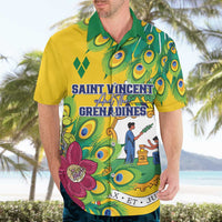 Personalized Saint Vincent and the Grenadines Hawaiian Shirt Stylized Peacock Feather Royal