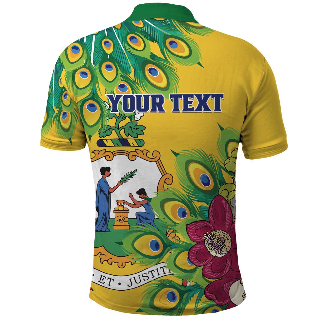 Personalized Saint Vincent and the Grenadines Polo Shirt Stylized Peacock Feather Royal