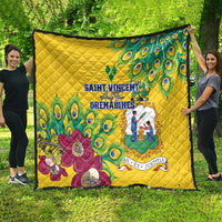 Saint Vincent and the Grenadines Quilt Stylized Peacock Feather Royal - Wonder Print Shop