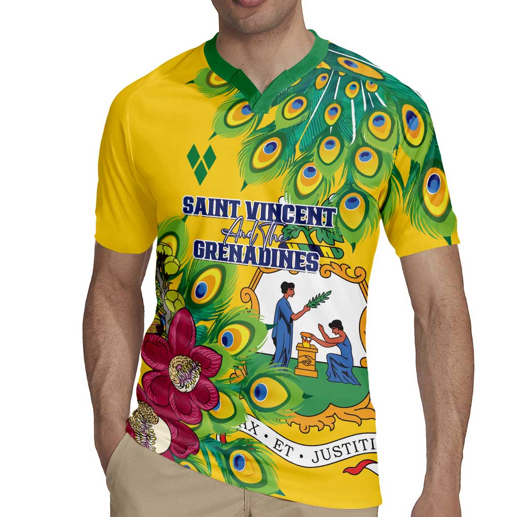 Personalized Saint Vincent and the Grenadines Rugby Jersey Stylized Peacock Feather Royal - Wonder Print Shop