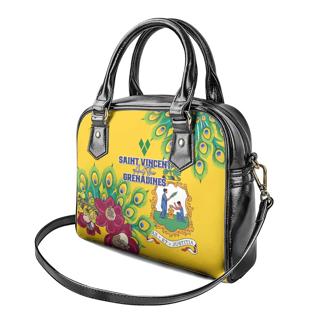 Saint Vincent and the Grenadines Shoulder Handbag Stylized Peacock Feather Royal - Wonder Print Shop