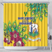 Saint Vincent and the Grenadines Shower Curtain Stylized Peacock Feather Royal - Wonder Print Shop