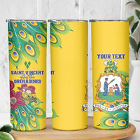 Personalized Saint Vincent and the Grenadines Skinny Tumbler Stylized Peacock Feather Royal - Wonder Print Shop