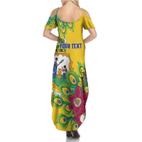 Personalized Saint Vincent and the Grenadines Summer Maxi Dress Stylized Peacock Feather Royal - Wonder Print Shop