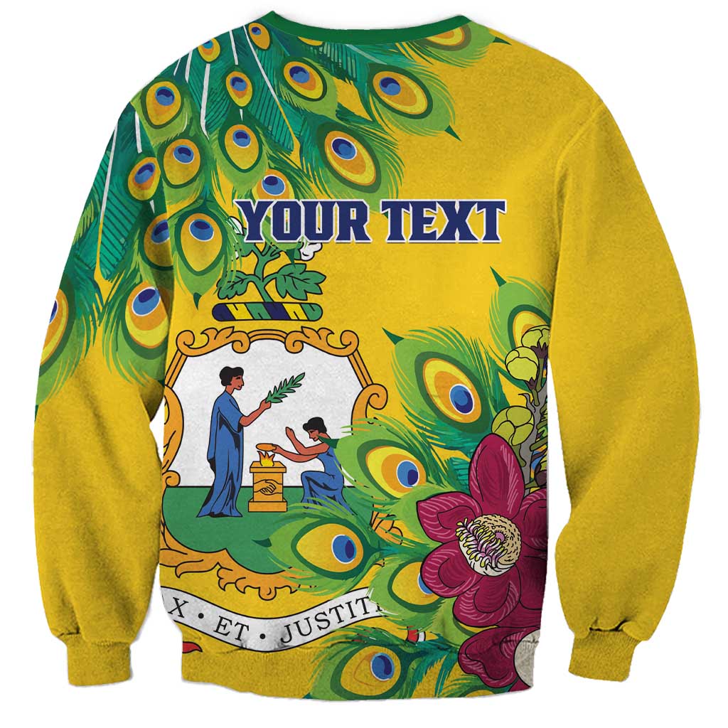 Personalized Saint Vincent and the Grenadines Sweatshirt Stylized Peacock Feather Royal - Wonder Print Shop