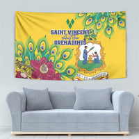 Saint Vincent and the Grenadines Tapestry Stylized Peacock Feather Royal - Wonder Print Shop