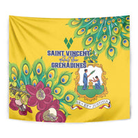 Saint Vincent and the Grenadines Tapestry Stylized Peacock Feather Royal - Wonder Print Shop