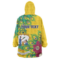 Personalized Saint Vincent and the Grenadines Wearable Blanket Hoodie Stylized Peacock Feather Royal - Wonder Print Shop