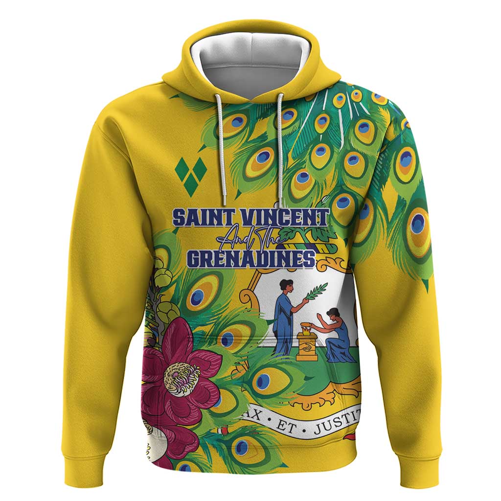Personalized Saint Vincent and the Grenadines Zip Hoodie Stylized Peacock Feather Royal - Wonder Print Shop