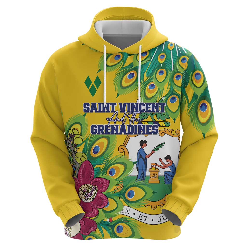 Personalized Saint Vincent and the Grenadines Zip Hoodie Stylized Peacock Feather Royal - Wonder Print Shop