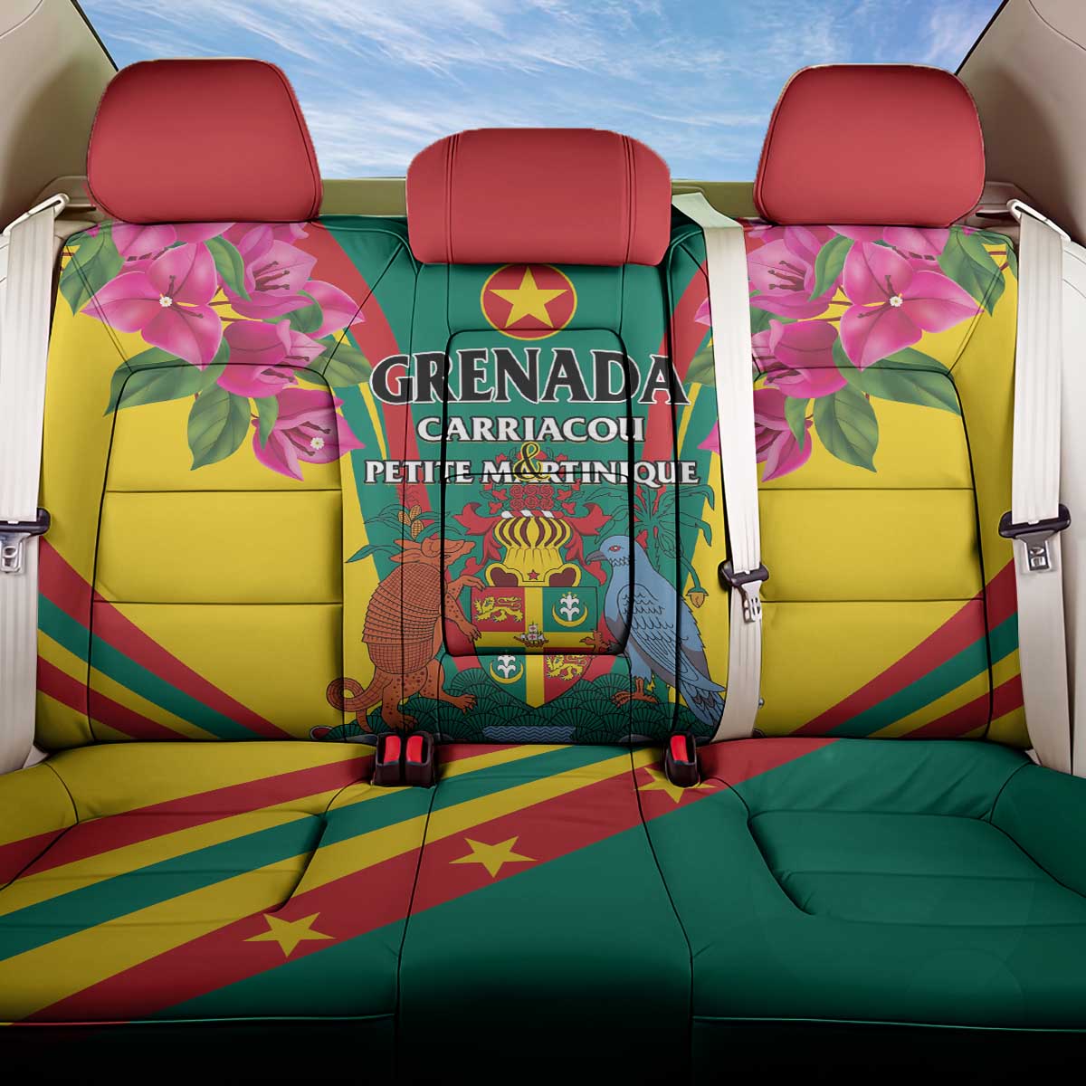 Carriacou and Petite Martinique Back Car Seat Cover Bougainvillea Flowers