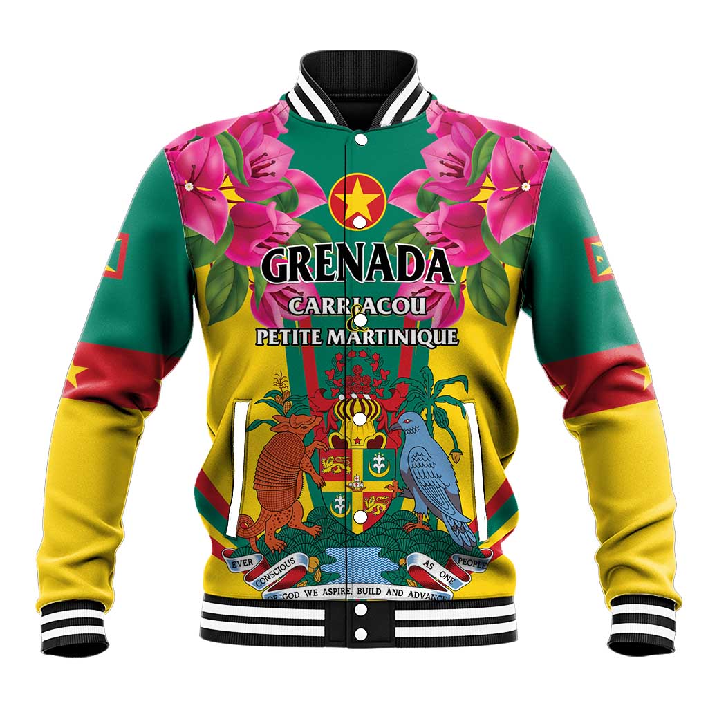 Personalized Carriacou and Petite Martinique Baseball Jacket Bougainvillea Flowers