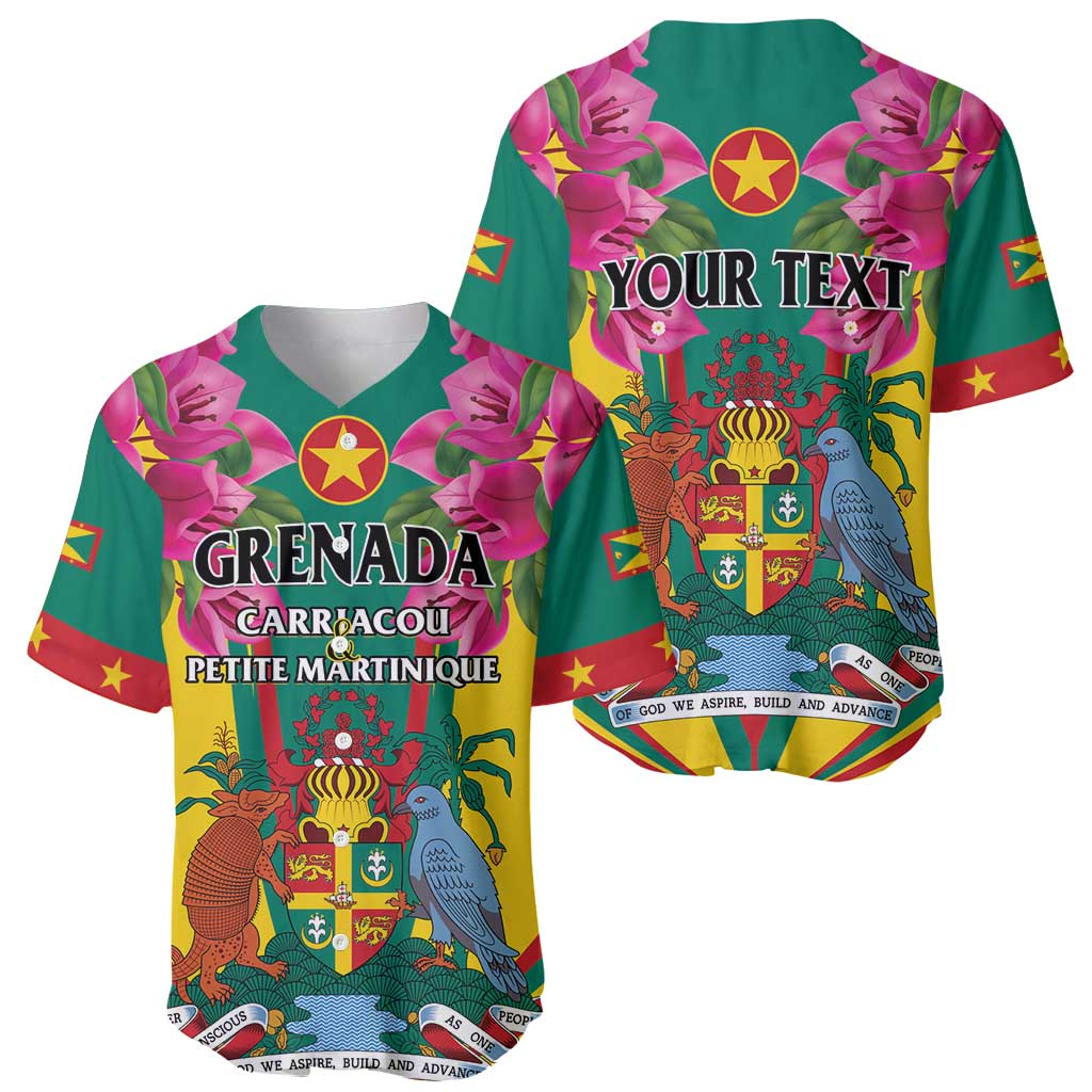 Personalized Carriacou and Petite Martinique Baseball Jersey Bougainvillea Flowers