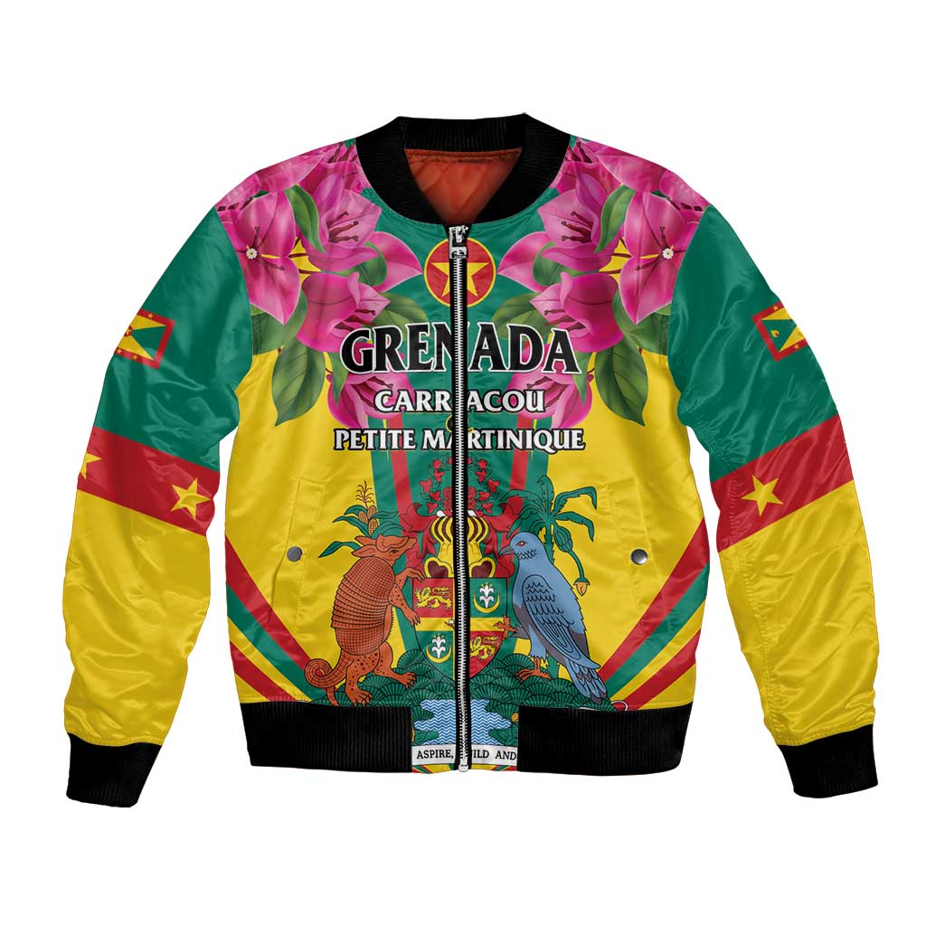 Personalized Carriacou and Petite Martinique Bomber Jacket Bougainvillea Flowers