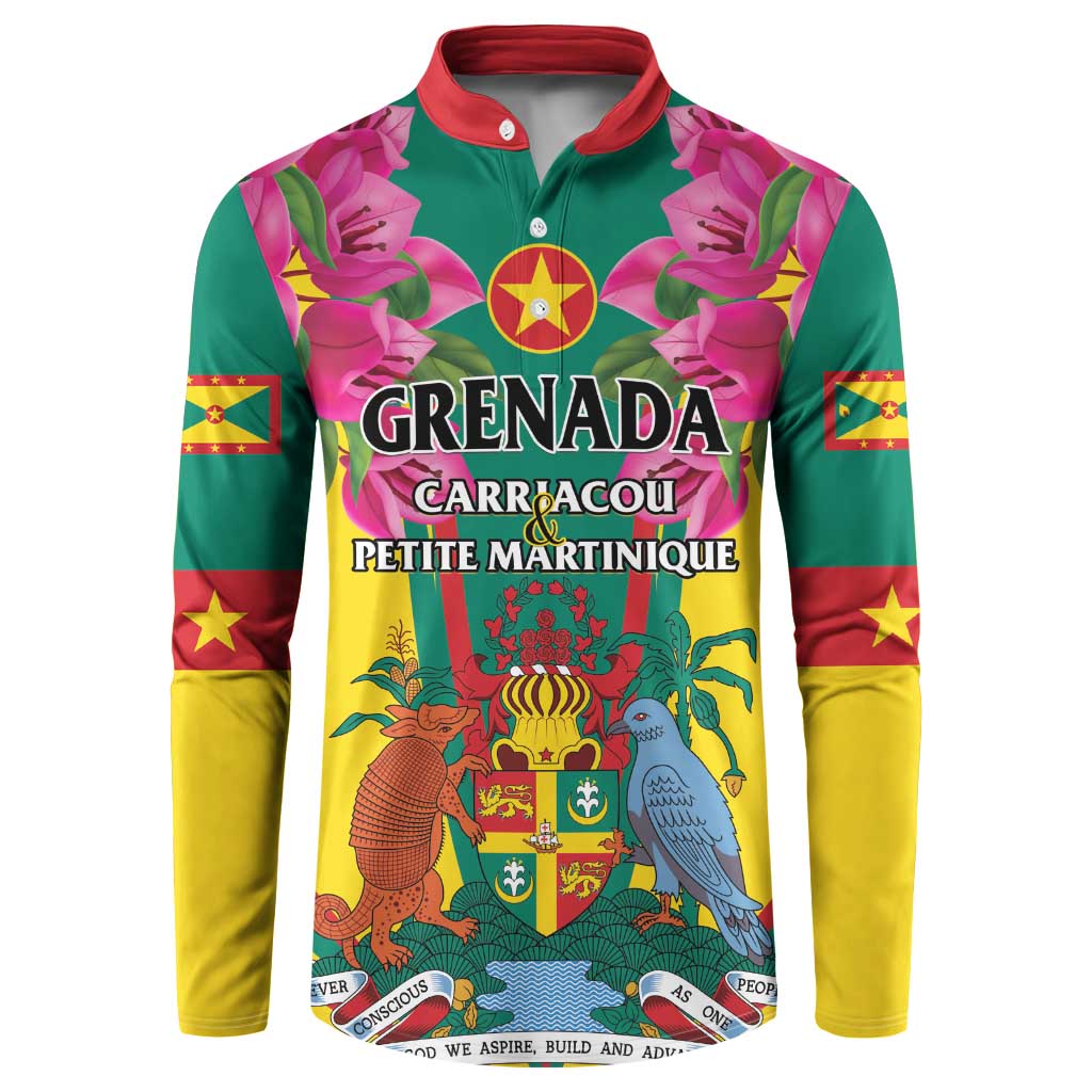 Personalized Carriacou and Petite Martinique Button Sweatshirt Bougainvillea Flowers