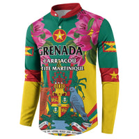 Personalized Carriacou and Petite Martinique Button Sweatshirt Bougainvillea Flowers