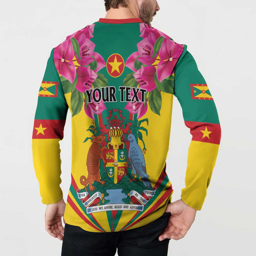 Personalized Carriacou and Petite Martinique Button Sweatshirt Bougainvillea Flowers