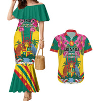 Personalized Carriacou and Petite Martinique Couples Matching Mermaid Dress and Hawaiian Shirt Bougainvillea Flowers