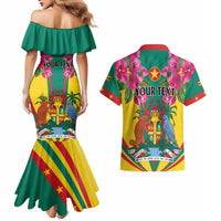 Personalized Carriacou and Petite Martinique Couples Matching Mermaid Dress and Hawaiian Shirt Bougainvillea Flowers
