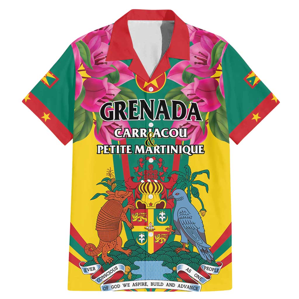 Personalized Carriacou and Petite Martinique Family Matching Mermaid Dress and Hawaiian Shirt Bougainvillea Flowers