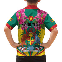 Personalized Carriacou and Petite Martinique Family Matching Off The Shoulder Long Sleeve Dress and Hawaiian Shirt Bougainvillea Flowers