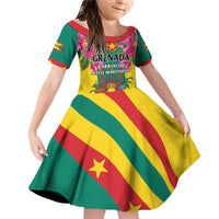 Personalized Carriacou and Petite Martinique Family Matching Off Shoulder Short Dress and Hawaiian Shirt Bougainvillea Flowers