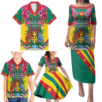 Personalized Carriacou and Petite Martinique Family Matching Puletasi and Hawaiian Shirt Bougainvillea Flowers