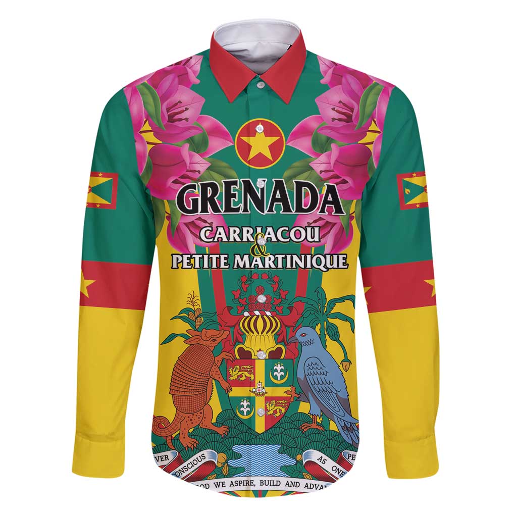 Personalized Carriacou and Petite Martinique Family Matching Puletasi and Hawaiian Shirt Bougainvillea Flowers