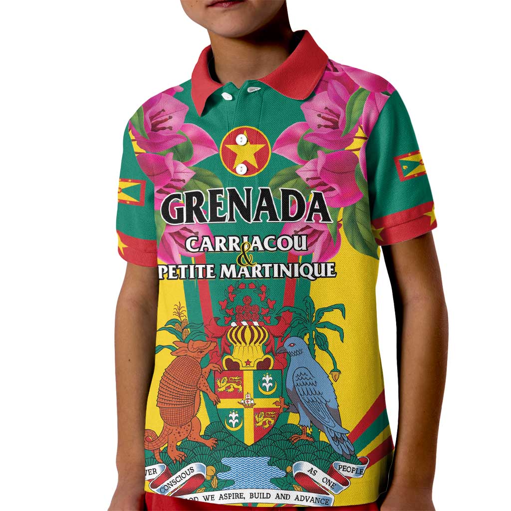 Personalized Carriacou and Petite Martinique Kid Polo Shirt Bougainvillea Flowers