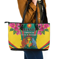 Carriacou and Petite Martinique Leather Tote Bag Bougainvillea Flowers