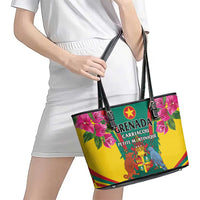 Carriacou and Petite Martinique Leather Tote Bag Bougainvillea Flowers