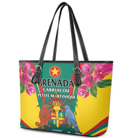 Carriacou and Petite Martinique Leather Tote Bag Bougainvillea Flowers