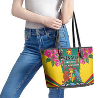 Carriacou and Petite Martinique Leather Tote Bag Bougainvillea Flowers