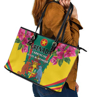 Carriacou and Petite Martinique Leather Tote Bag Bougainvillea Flowers