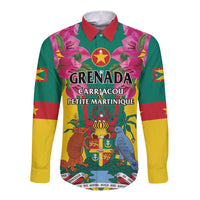 Personalized Carriacou and Petite Martinique Long Sleeve Button Shirt Bougainvillea Flowers