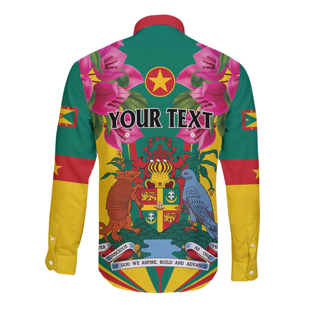 Personalized Carriacou and Petite Martinique Long Sleeve Button Shirt Bougainvillea Flowers