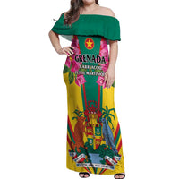 Personalized Carriacou and Petite Martinique Off Shoulder Maxi Dress Bougainvillea Flowers