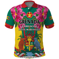Personalized Carriacou and Petite Martinique Polo Shirt Bougainvillea Flowers