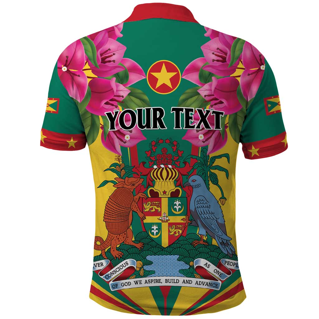 Personalized Carriacou and Petite Martinique Polo Shirt Bougainvillea Flowers
