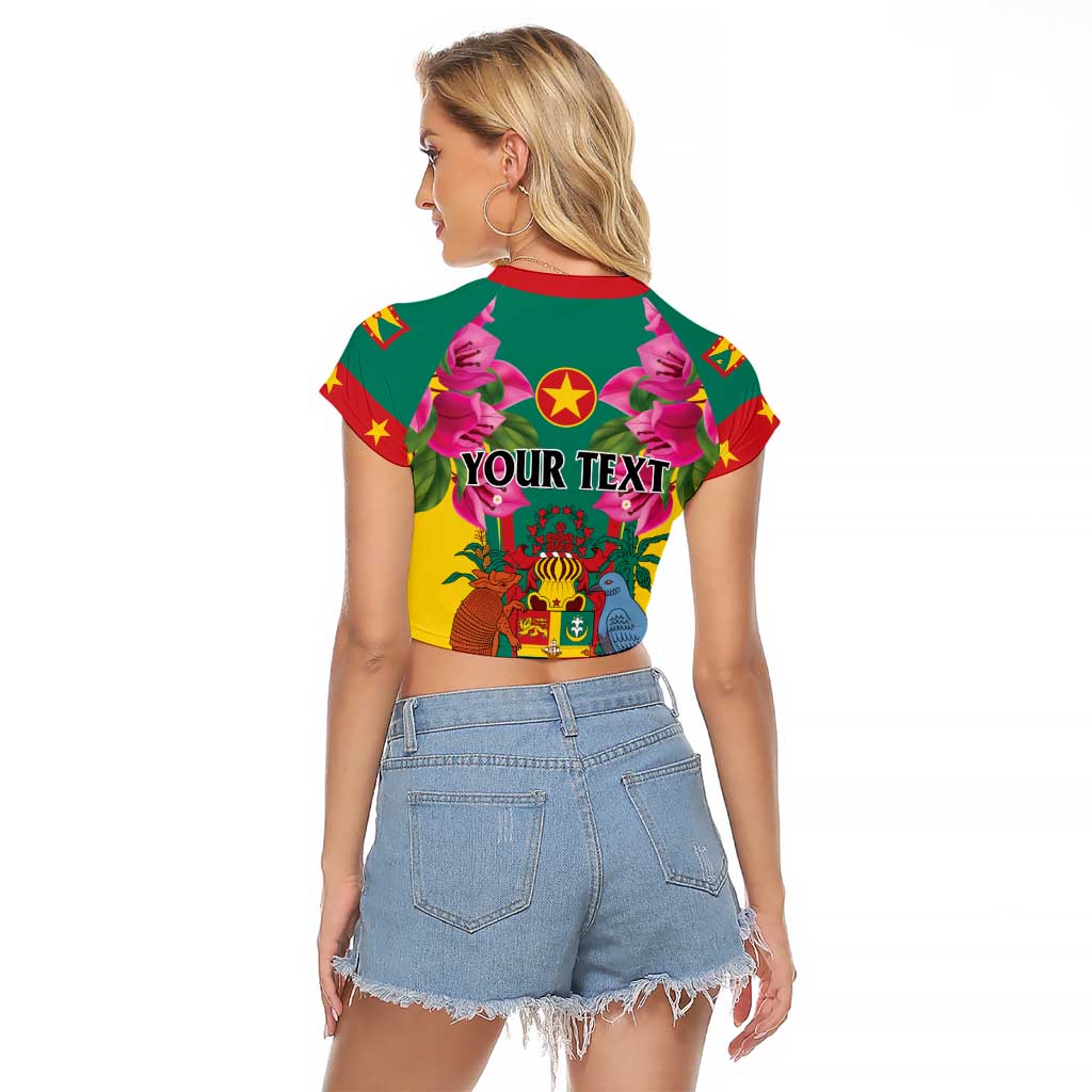 Personalized Carriacou and Petite Martinique Raglan Cropped T Shirt Bougainvillea Flowers - Wonder Print Shop