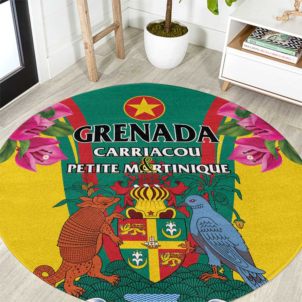 Carriacou and Petite Martinique Round Carpet Bougainvillea Flowers - Wonder Print Shop
