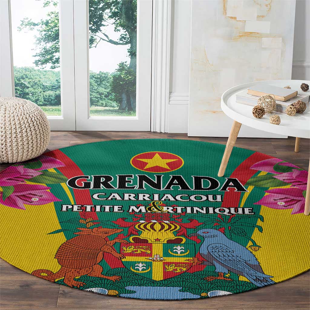Carriacou and Petite Martinique Round Carpet Bougainvillea Flowers - Wonder Print Shop