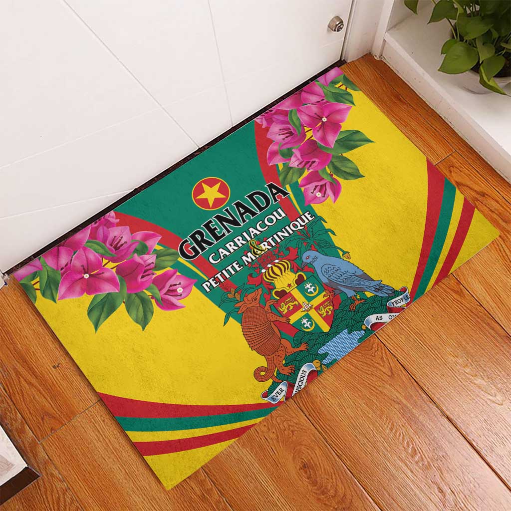 Carriacou and Petite Martinique Rubber Doormat Bougainvillea Flowers - Wonder Print Shop