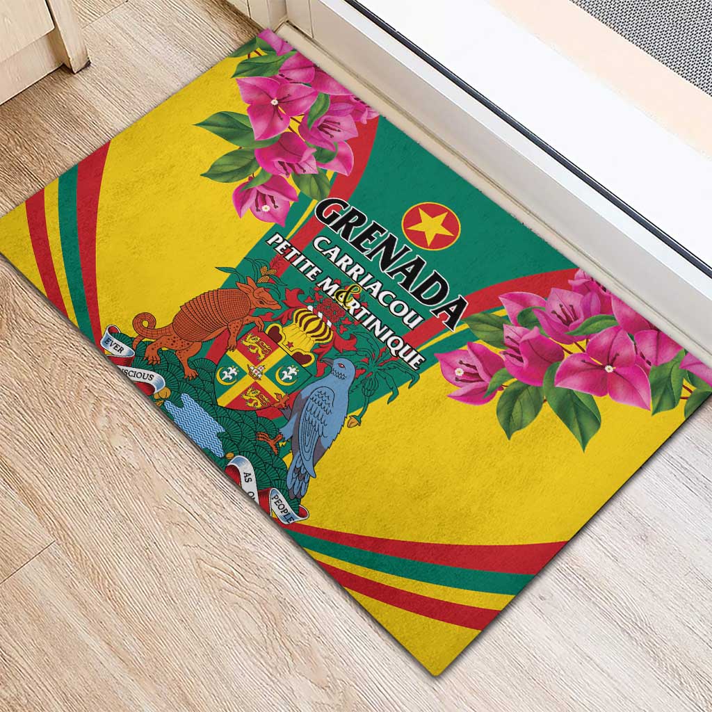 Carriacou and Petite Martinique Rubber Doormat Bougainvillea Flowers - Wonder Print Shop