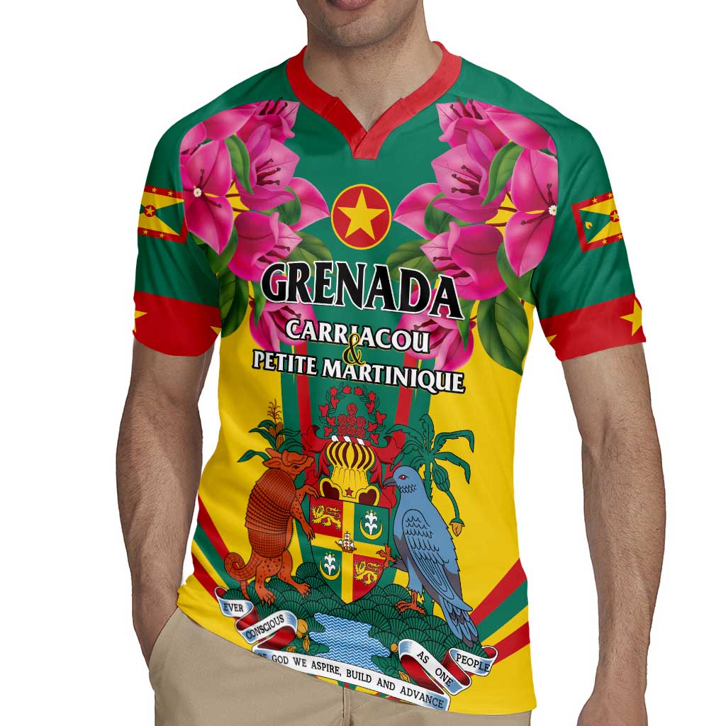 Personalized Carriacou and Petite Martinique Rugby Jersey Bougainvillea Flowers - Wonder Print Shop